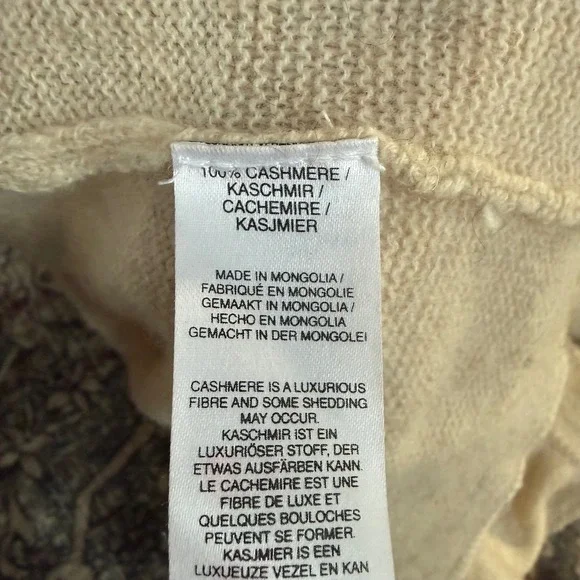 BRODIE Fine Cashmere Cropped Crew Neck Long Sleeve Sweater Light Beige Size S - Picture 4 of 6